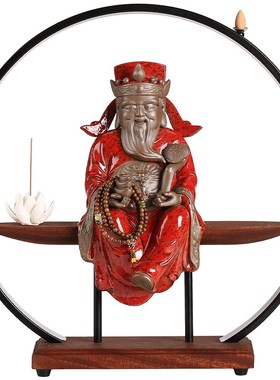 极速新中式灯饰倒l流香财神爷摆件 佛像招财佛像办公室装饰开业礼