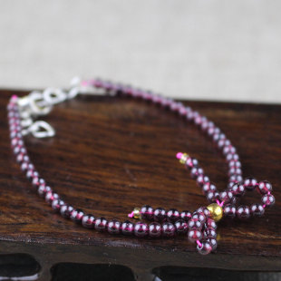 极速厂家直销石榴石脚链酒红紫牙乌F本命年简约时尚 蝴蝶结女饰品