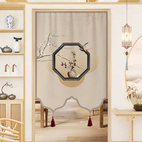 极速中国风门帘客厅玄关洗手间入户门隔H断帘房间过道半截免打孔