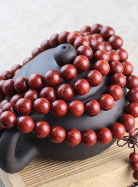 极速赞比亚血檀非洲小叶紫檀高密老料棕眼细腻10MRM108颗佛珠文玩