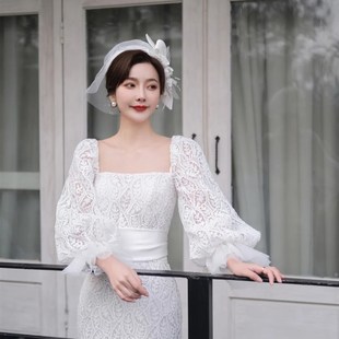 极速2025新款 轻r纱鱼尾婚纱气质新娘简约礼服裙轻奢高端蕾丝 法式