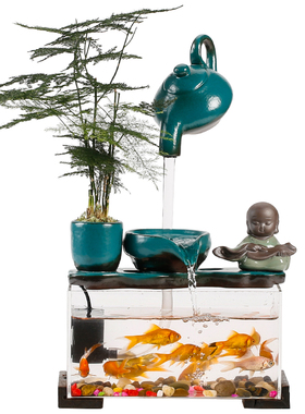 极速鱼缸循环流水器生财客厅创意摆件办公M室小型桌面景观招财开