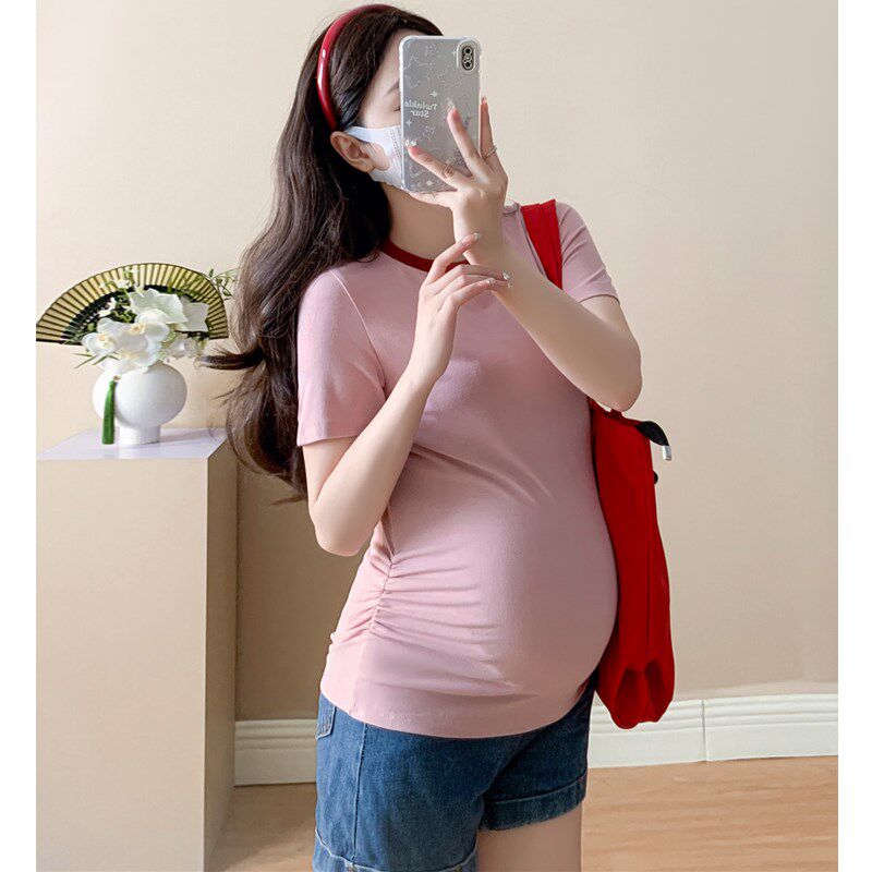 新品孕妇装夏装i2025新款短袖T恤夏季薄款圆领上衣打底衫宽松显瘦