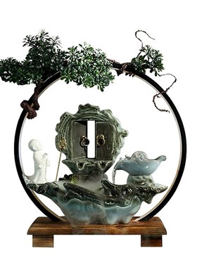 极速流水摆件招财创意玄关v家居中式喷泉客厅加湿办公室开业礼品