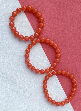 极速天然原矿南红玛瑙手链川料樱桃红冰红单圈手串W男女款红色本