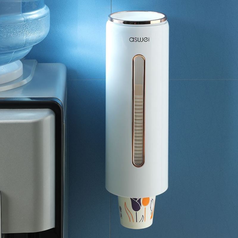 器免防尘取杯壁挂式纸杯收纳架一次性置物架打孔杯子自动架轻奢