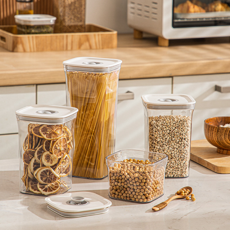 按压式抽真空密封罐食品级PP收纳盒杂粮透明厨房大号奶粉分装罐