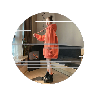 秋冬款加绒加厚中长款卫衣女bf慵懒风学生韩版宽松网红外套潮