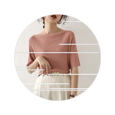 仿针织宽松胖MM上衣韩版修身气质一字领冰丝短袖T恤女夏2025新款