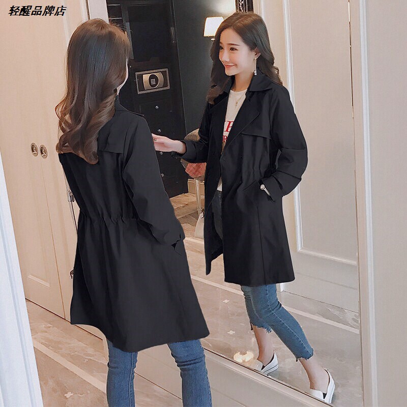 春秋女韩版外穿风衣收腰中长款休闲外套薄款新款气质小个子女2026