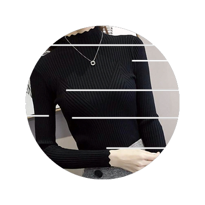 百搭紧身长袖套头加绒打底针织衫