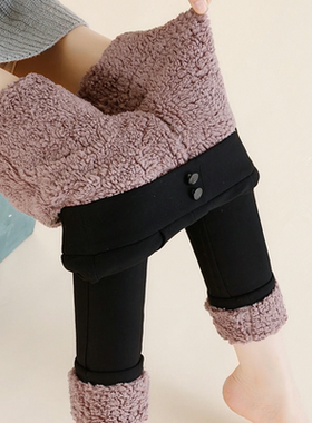 加绒超厚东北仿羊羔绒打底裤子女冬季加厚棉裤高腰外穿显瘦保暖裤