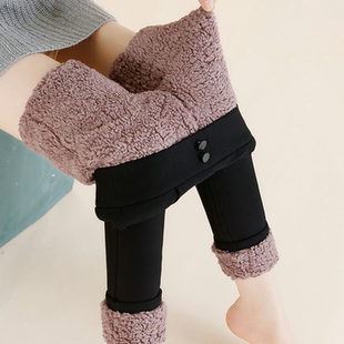 高腰外穿显瘦保暖裤 加厚棉裤 子女冬季 加绒超厚东北仿羊羔绒打底裤
