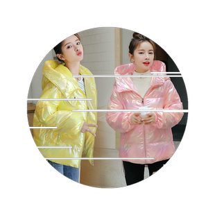 羽绒棉袄免洗亮面棉服女炫彩面包服韩版宽松网红款仙女气质常规款