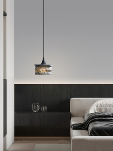 帕莎 卧室床头吊灯 意式极简房间吊线灯高级感全铜玻璃设计垂线灯