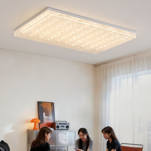帕莎 客厅吸顶灯 意式轻奢现代简约长方形冰裂纹客厅卧室LED灯具