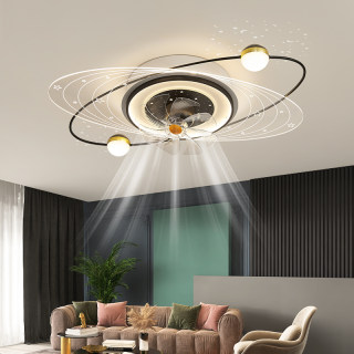客厅风扇吸顶灯北欧创意星空电扇灯简约现代轻奢卧室房间灯具
