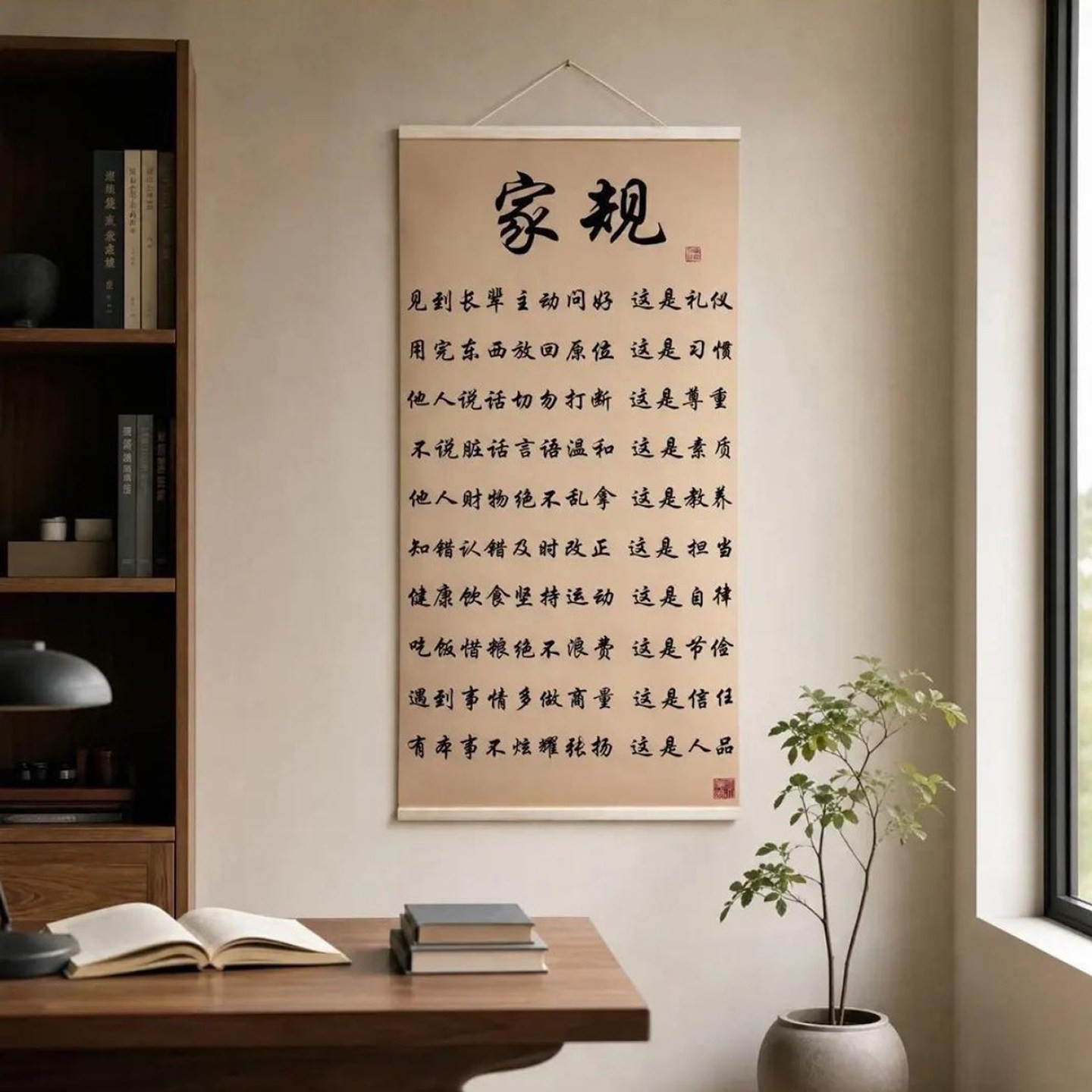嘉智欢十条家规家训家风书法挂画新中式玄关书房入户背景墙装饰a5