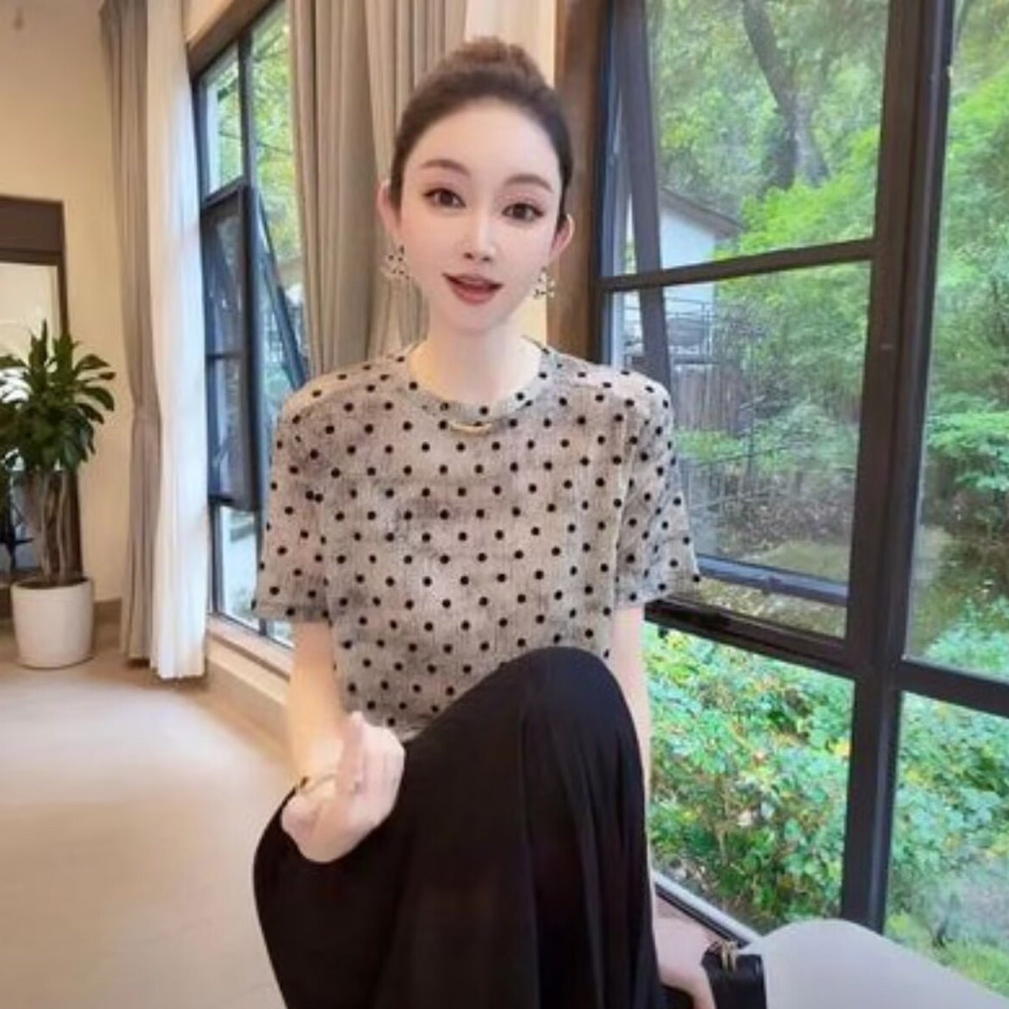 叙溪约女装欧货撞色波点短袖2026夏季女士款轻薄透气T恤百搭上a9