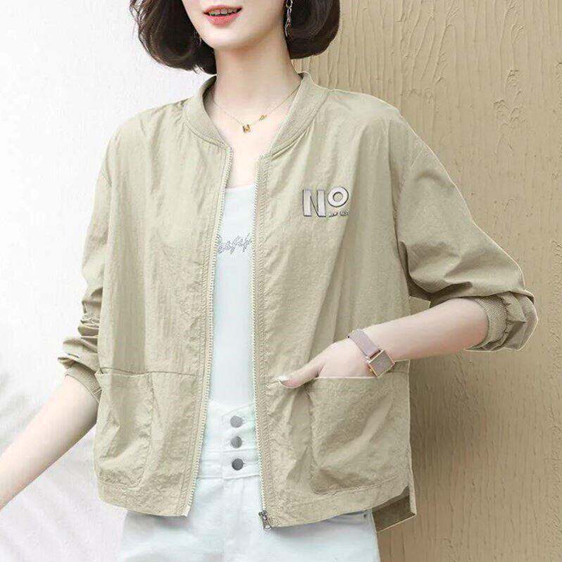 ~飒选女装2026夏季新款宽松防晒衣女短款长袖棒球服透气风衣外a9