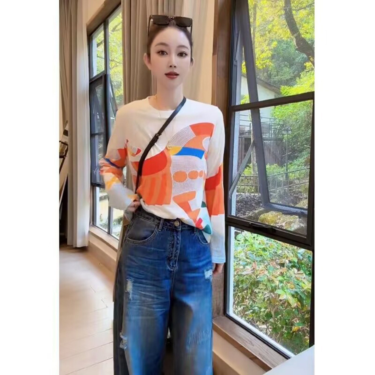 点击率女装小马印花长袖2026夏季女士款百搭显瘦T恤透气防晒罩a9