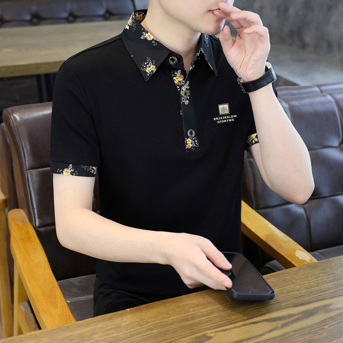 点击率优选百货男装2026夏季男士短袖时尚宽松翻领poloT恤打底a1