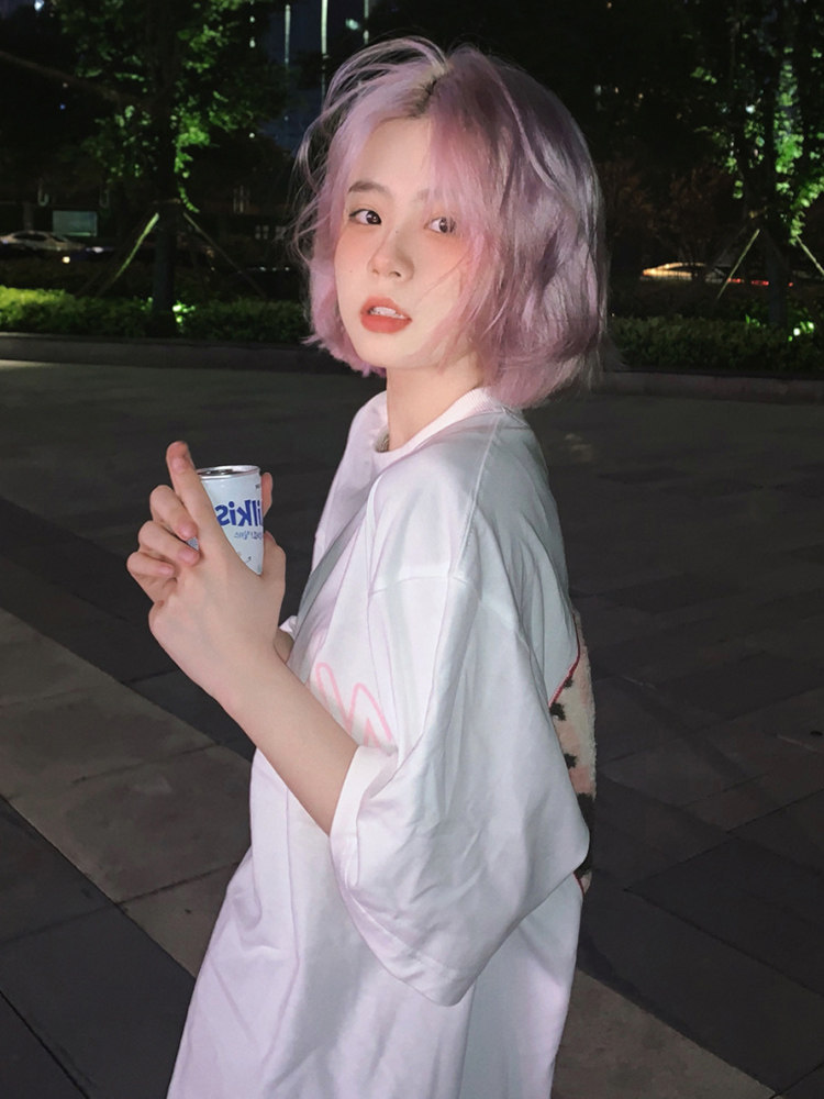 SUMMER INS SUPER HOT HARAJUKU STYLE ROUND NECK T-SHIRT FEMALE INTERNET CELEBRITY NEW TEMPERAMENT WHITE SWEET LOOSE SHORT-SLEEVED TOP TIDE