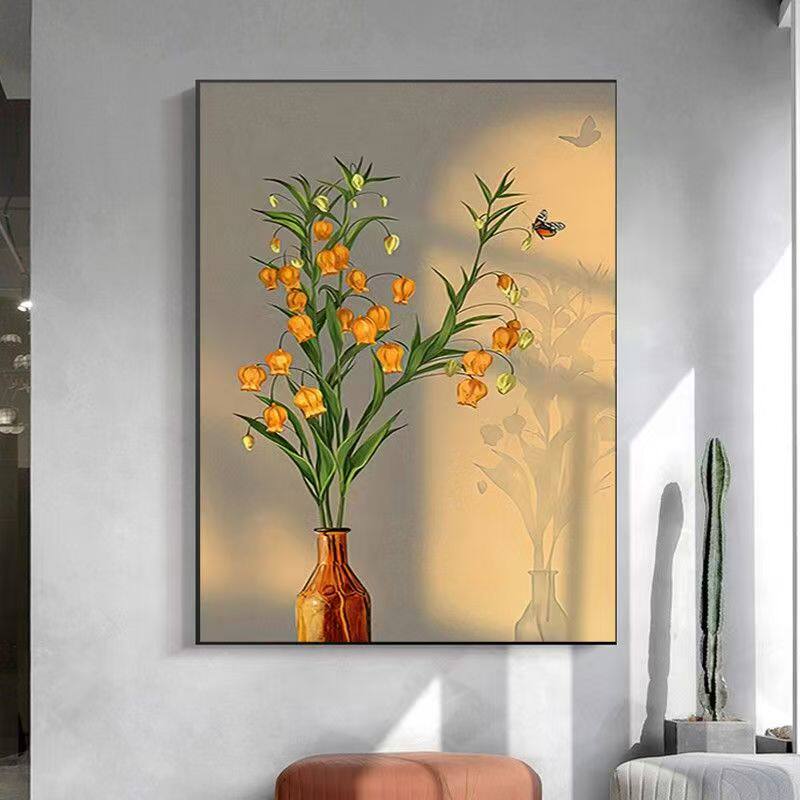 新中式荷花装饰画卫生间防水无框贴画客厅卧室挂画带背胶