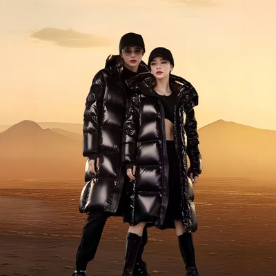 黑钻白鹅绒服珍珠系列2.0大六格男冬季2025新款羽绒服女士中长款