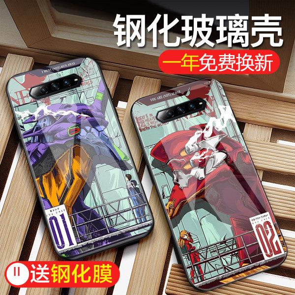 eva周边手机壳适用小米黑鲨5玻璃5pro新世纪福音战士4绫波零4s明日香3S硅胶4pro初号机diy来图定制