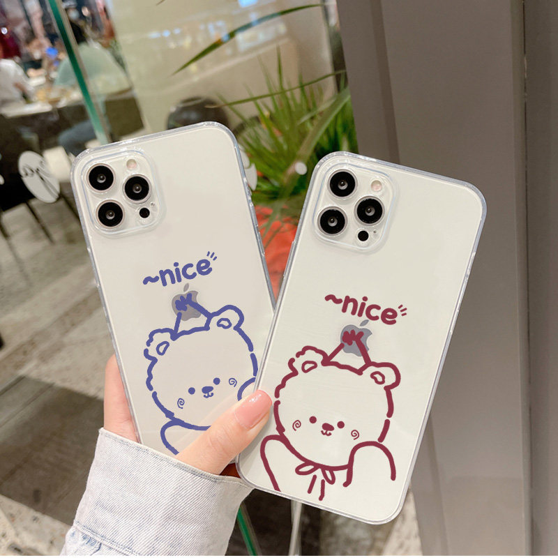小众高级感紫色小熊手机壳适用iphone15苹果13promax透明12小米14硅胶11可爱pura70华为mate60女款p50定制xs