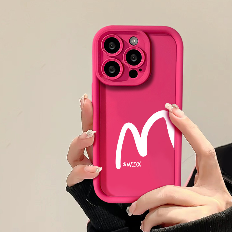 玫红色创意字母适用iphone16promax苹果15手机壳12小米14硅胶13小众11高级感mate60华为p70情侣