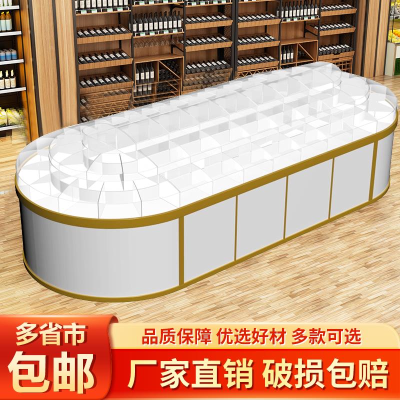 超市零食货架展示架糖果干果干货散货柜散装圆形中岛柜散称食品柜