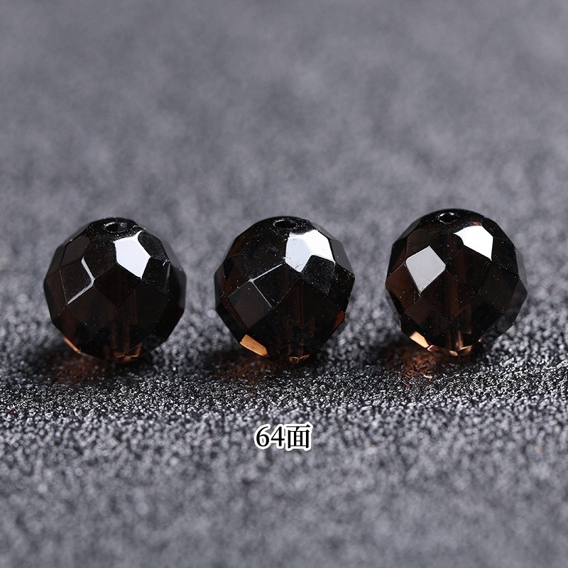 2025天然茶水晶64刻面128刻面散珠diy男女手手链串珠手工编织项链