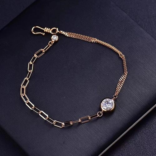 2026莫桑石手链艾莎AB款个性玫瑰金可调节手链D色莫桑石