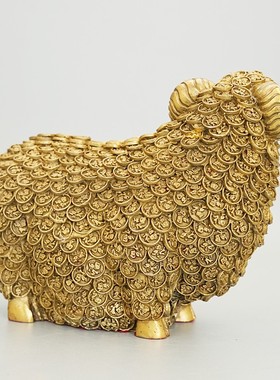 2026铜羊摆件万福羊生肖羊领头羊客厅办公室装饰工艺品礼品摆设