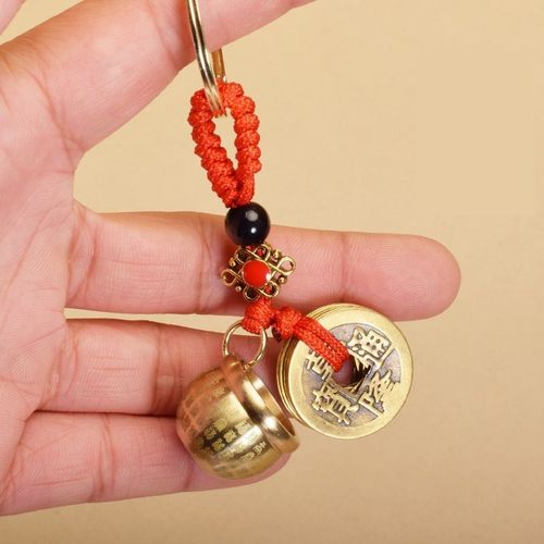 2026百福缸钥匙扣中式五帝钱配件锌合金高级感金属钥匙扣挂件生肖