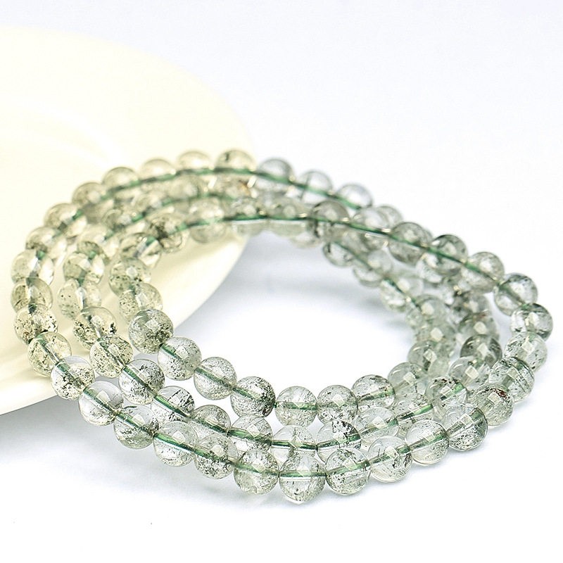 2026名都水晶 天然绿幽灵多圈手链 冰种绿幽灵千层纱三圈 手串