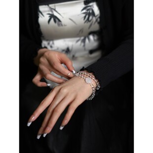 2026牡丹花风格自然白色水晶手炼妇女巴西水晶手炼收集级双圈佛珠