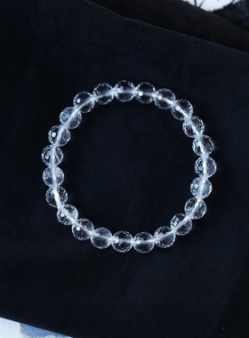 2025天然白水晶刻面珠单圈 三圈手链 女款水晶白色单圈手链