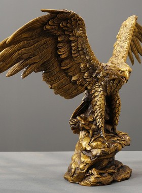 2026大鹏展翅老鹰黄铜大展宏图创意摆件雄鹰办公室桌面装饰品客厅