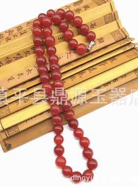 2026云南七彩杂石项链 台湾青玉项链飘绿花10mm圆珠玛瑙玉绿色绕