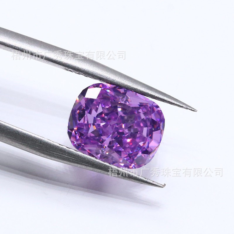 20269A级品质紫罗兰长方冰花切锆石 精品紫蓝碎冰花切裸石梧州石