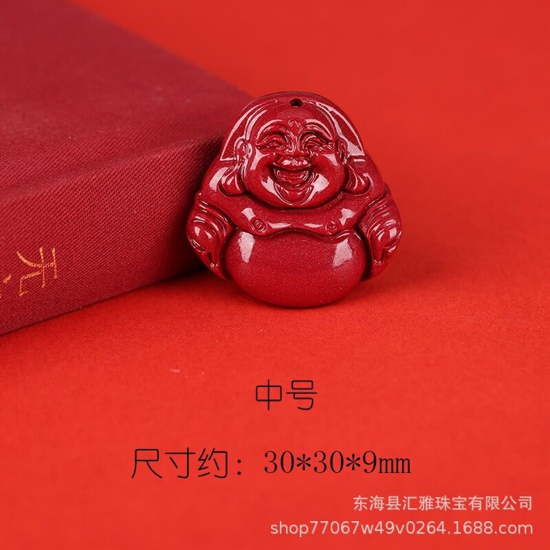 2026天然含量紫金砂朱砂佛吊坠大肚佛头多种款女款本命年吊坠项链