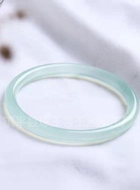 2026厂家冰种天青冻玉髓6mm圆条美人镯女士冰晴绿玛瑙玉髓镯子