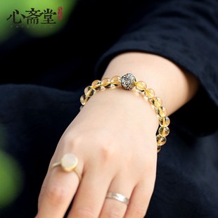 2026心斋堂【吸金貔貅】天然黄水晶手链女马年本命年貔貅佛珠手串