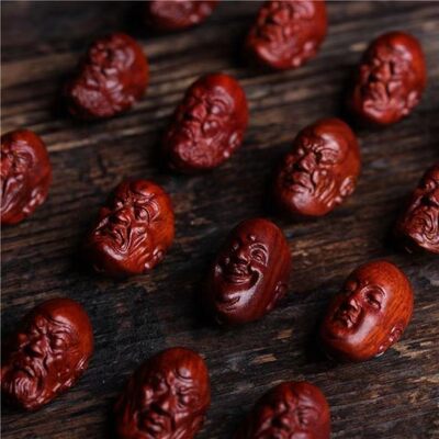 2026小叶紫檀十八罗汉手串男女士手工雕刻念珠手持十八子高密紫檀