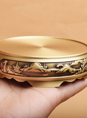 2026黄铜底座山水龙凤中式家居摆件工艺品铜器供佛铜底垫装饰景区