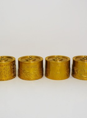 2026黄铜五牛图茶叶罐摆件办公室茶室桌面工艺品摆件茶叶罐装饰品