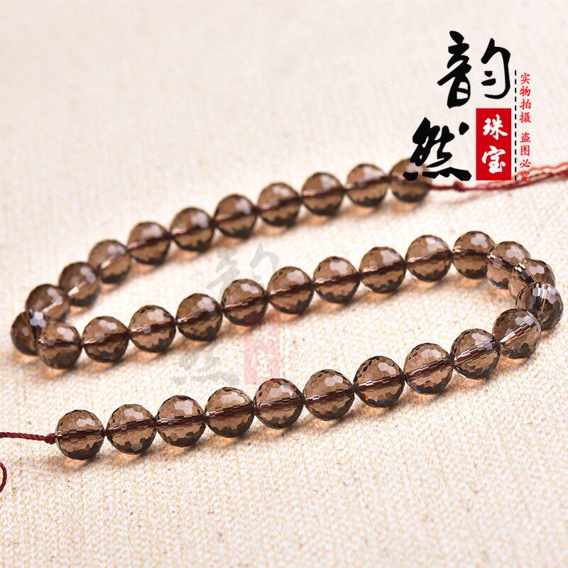 2026韵然 天然茶水晶128刻面散珠饰品配珠 diy项链手串茶晶半成品
